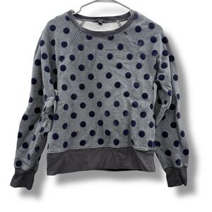 J. Crew Polka Dot Navy Blue & Gray‎ Long Sleeve Pullover Sweater Sz S